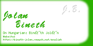 jolan bineth business card